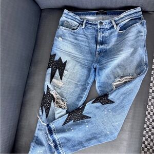 🔥 Juicy Couture Blue Jeans with Black Lightning Patches